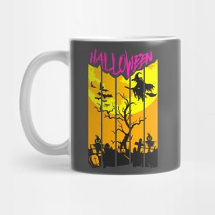 Halloween flying witch with broom Mug